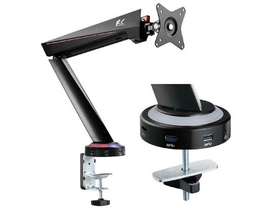 Uchwyt biurkowy do monitora NanoRS RS886 gamingowy 17-32" 8kg vesa 75x75 oraz 100x100 podwójne ramię