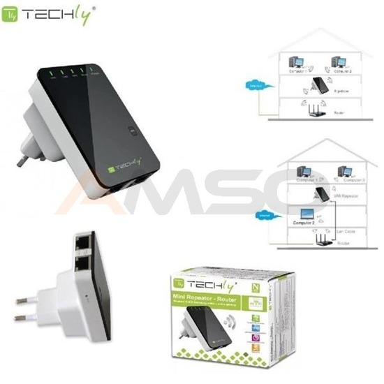 Wzmacniacz sygnału Wi-Fi Techly I-WL-REPEATER2 N300 Wall-Plug