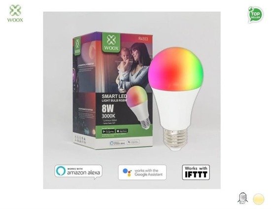 Żarówka Smart Woox LED Wi-Fi Kolorowa RGBW 8W E27 3000K