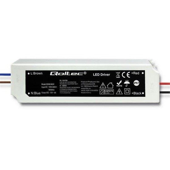 Zasilacz impulsowy LED Qoltec IP67 | 60W | 12V | 5A