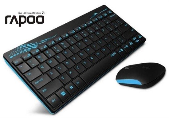 Zestaw bezprzewodowy klawiatura + mysz Rapoo 2,4G 8000 czarno-niebieski