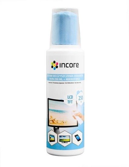 Zestaw do czyszczenia ekranów INCORE  płyn 250 ml + mikrofibra