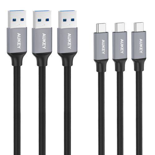 Zestaw kabli AUKEY CB-CMD1 (USB 3.0 - USB typu C ; 1m; kolor czarny)