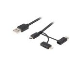 Kabel USB 2.0 Lanberg USB-A - micro USB-B + Lightning + USB type-C M/M combo 1,8m (tylko ładowanie) czarny