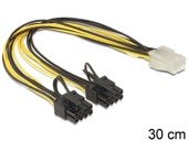 Kabel rozdzielacz zasilania Delock PCIe 6-pin F -> 2x PCIe 8(6+2)-pin M